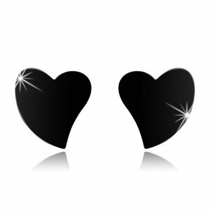 Bedugós acél fülbevaló, aszimmetrikus szív fekete színben, magas fény kép