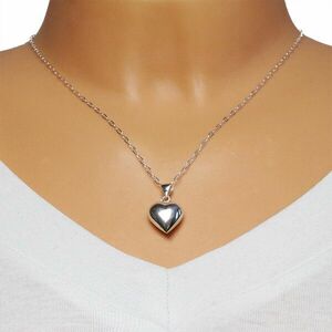 925 ezüst nyaklánc - tükör simára csiszolt domború szív, ovális láncszemek kép