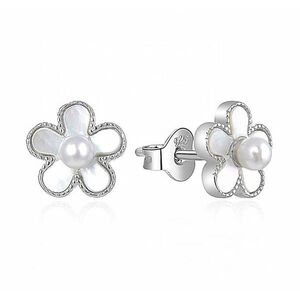 MOISS MOISS Gyönyörű ezüst fülbevaló gyöngyökkel Virágok E0002568 kép