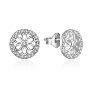 MOISS MOISS Csillogó ezüst fülbevalók cirkónium kövekkel Virágok E0003008 kép