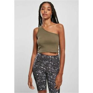 Urban Classics Ladies Cropped Asymmetric Top khaki kép