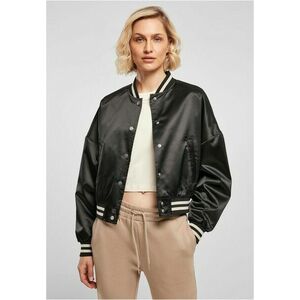 Urban Classics Ladies Short Oversized Satin College Jacket black kép