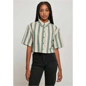 Urban Classics Ladies Short Oversized Stripe Shirt greenlancer/softseagrass kép