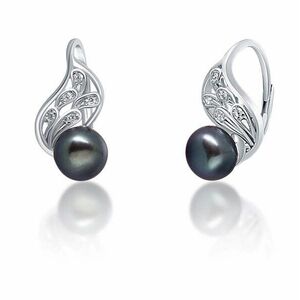 JwL Luxury Pearls JwL Luxury Pearls Luxus ezüst fülbevaló valódi fekete gyönggyel JL0674 kép
