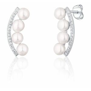 JwL Luxury Pearls JwL Luxury Pearls Ezüst fülbevaló folyami gyöngyökkel és cirkónium kövekkel JL0744 kép