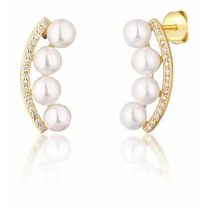 JwL Luxury Pearls JwL Luxury Pearls Aranyozott fülbevaló folyami gyöngyökkel és cirkónium kövekkel JL0745 kép