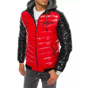 Férfi stílusos téli steppelt kabát kapucnival STREET piros kép