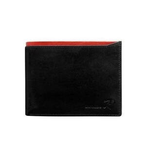 Fekete vízszintes nyitott pénztárca piros betéttel férfiaknak kép