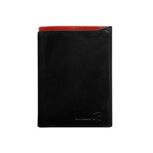 Férfi fekete bőr pénztárca piros szegéllyel kép