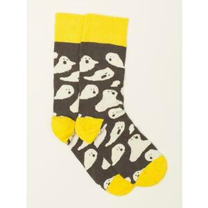 Szürke/sárga férfi nyomtatott zokni kép
