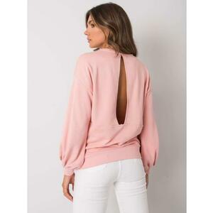 Női kapucnis pulóver kivágott háttal NATALEE halvány rózsaszín kép