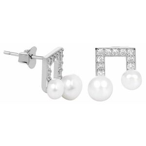 JwL Luxury Pearls JwL Luxury Pearls Ezüst nyolcad hangjegy fülbevaló igazgyönggyel és cikrónia kővel JL0414 kép