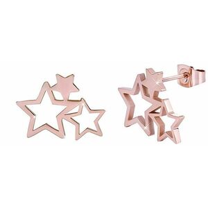 Troli Troli Rózsaszín aranyozott acél fülbevaló három csillaggal kép