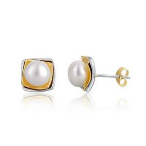 JwL Luxury Pearls JwL Luxury Pearls Bicolor ezüst fülbevaló valódi gyönggyel JL0622 kép