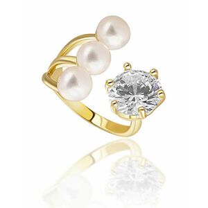 JwL Luxury Pearls JwL Luxury Pearls Aranyozott gyűrű valódi gyöngyökkel és kristállyal JL0694 kép