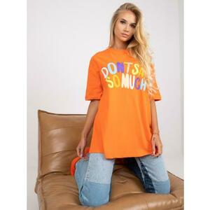 Női nyomtatott kerek nyakú pamut póló INFIA narancssárga kép