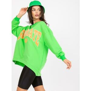 Női kapucnis pulóver ERASMO zöld és narancssárga nyomtatással kép
