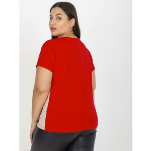 Női kerek nyakú póló plus size CABE piros bézs kép
