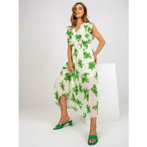 Női nyomtatott midi ruha övvel CASSIDY bézs-zöld kép