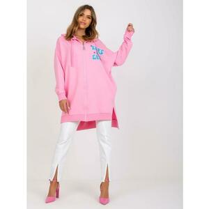 Női oversize pulóver LARISSA rózsaszín-kék nyomtatással kép