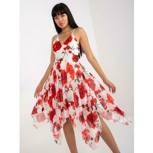 Női pánt nélküli virágos ruha KIMA piros és fehér kép