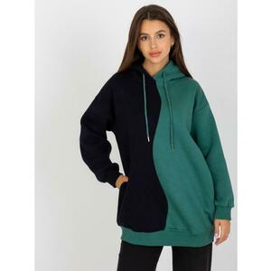 Női kapucnis pulóver RUE PARIS fekete-zöld kép