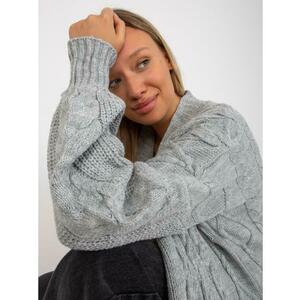 Női kockás maxi pulóver RUE PARIS szürke kép
