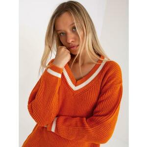 Női kötött pulóver RUE PARIS sötét narancssárga kép