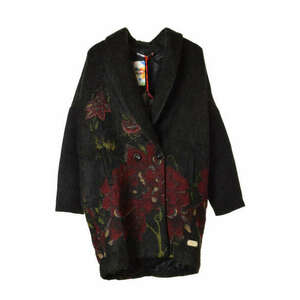 Desigual fekete, virágmintás, elegáns női kabát – 36 kép