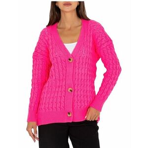 Neon rózsaszín kötött gombos pulóver kép