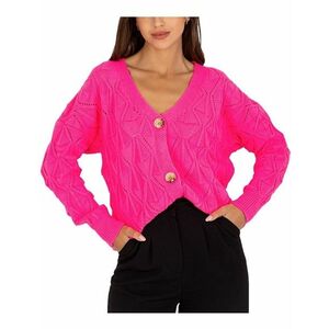 Neon rózsaszín kötött pulóver gombokkal kép