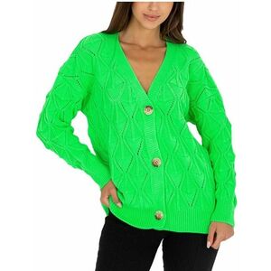 Neonzöld gombos kötött pulóver kép