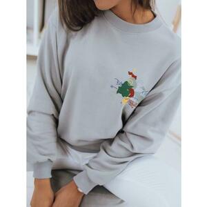 Női pulóver nyomtatott JAPANESE szürke színben kép