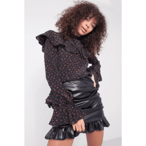 Black blouse with flowers and ruffles from BSL kép