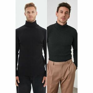 Trendyol Black-Anthracite Men's Fitted Slim Fit Turtleneck Elastic Knit 2-Pack Knitwear Sweater kép
