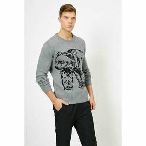 Koton Men's Gray Patterned Knitwear Sweater kép