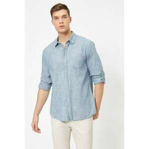 Koton One Pocket Textured Fabric Long Sleeve Slim Fit Shirt kép