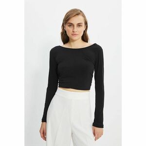 Trendyol Black Cut Out Detailed Crop Knitted Blouse kép