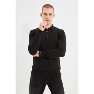 Trendyol Black Men's Slim Fit Zippered Polo Neck Knitwear Sweater kép