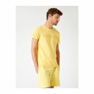 Koton Men's Yellow Slogan Cotton T-Shirt kép