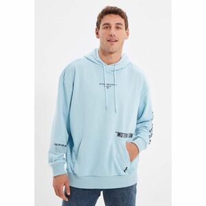 Trendyol Blue Men Regular Fit Long Sleeve Hooded Printed Sweatshirt kép