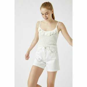 Koton Women's Skirtly Yours Styled By Melis Agazat - Frill Detailed Thin Straps Ecru Knitwear kép
