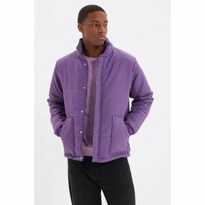 Trendyol Purple Men's Standing Collar Snap Closure Big Pocket Coat kép
