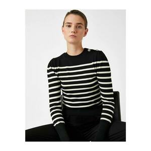 Koton Long Sleeve Striped Button Detailed Knitwear Sweater kép