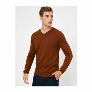 Koton Men's Brown V-Neck Sweater kép