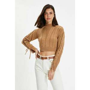 Trendyol Camel Sleeves Ruffle Detailed Knitwear Sweater kép