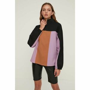 Trendyol Lilac Color Block Slim Knitted Sweatshirt kép