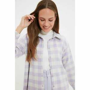Trendyol Lilac Plaid Back Long Lumberjack Shirt kép