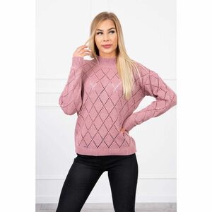 Sweater high neck with diamond pattern dark pink kép
