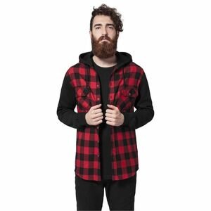 Hooded Checked Flanell Sweat Sleeve Shir blk/red/bl kép